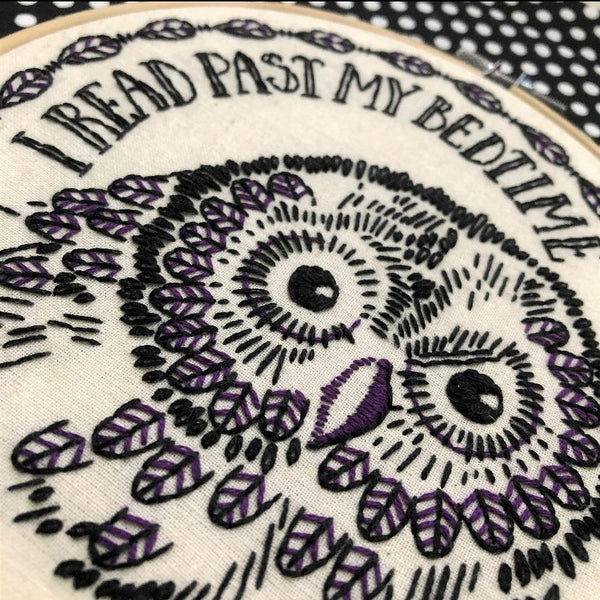 I Read Past My Bedtime: Complete Embroidery Kit - Level 2