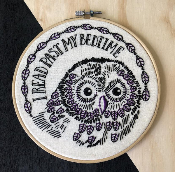 I Read Past My Bedtime: Complete Embroidery Kit - Level 2
