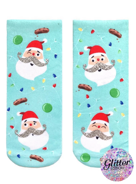 Ankle Socks: Jolly St. Nick Glitter - One size fits most