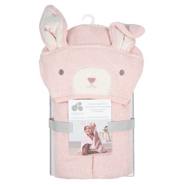 Character Hooded Towel: Vintage Floral Bunny Bath Wrap - Ages 0+