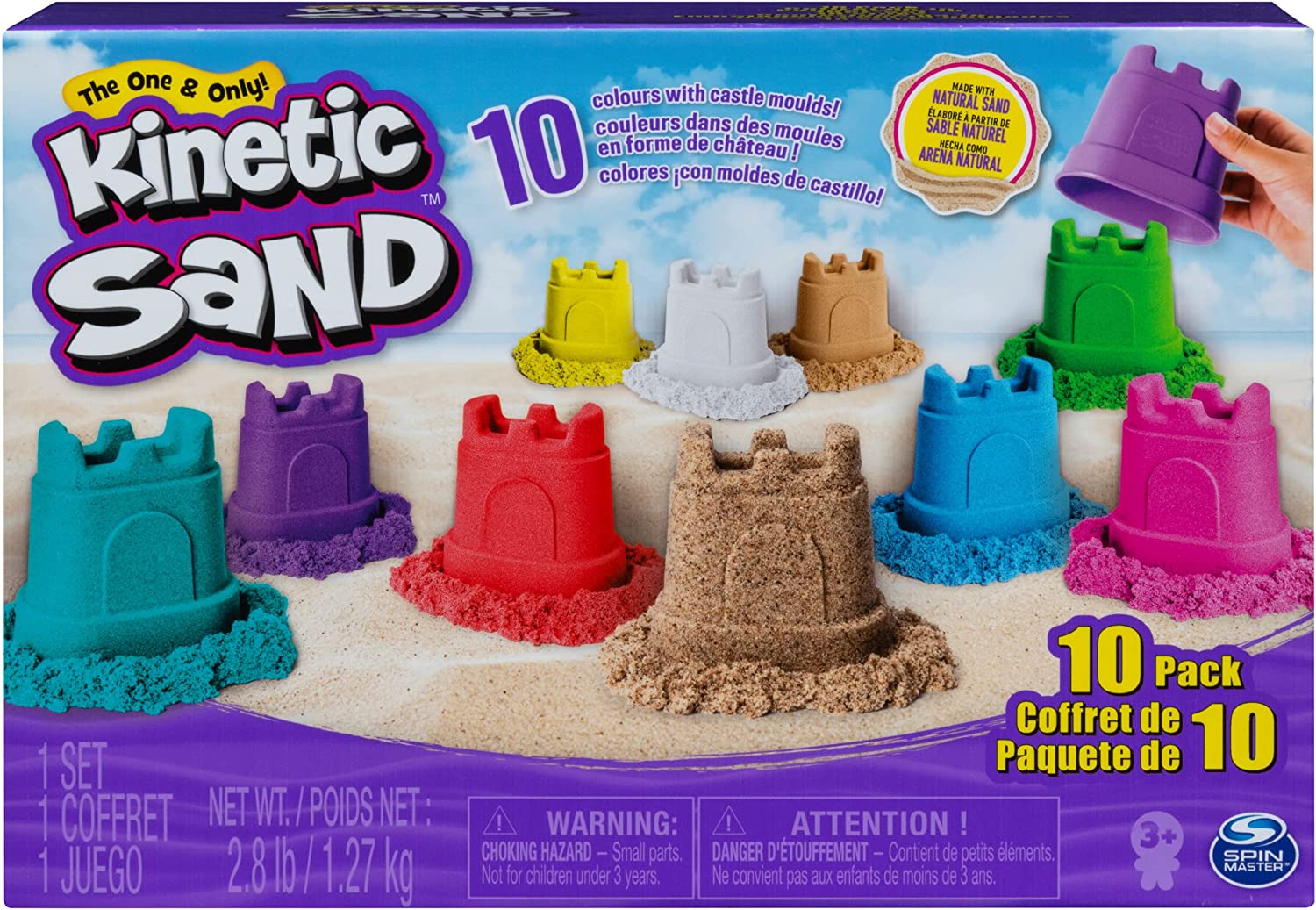 Kinetic Sand Sable Magique - Castle Sandbox 454 g + 4 Accessories - Sculpt  this Modelling Sand Like Modelling Clay - Children's Toy 3 Years and Above  - Random Colour : : Toys & Games