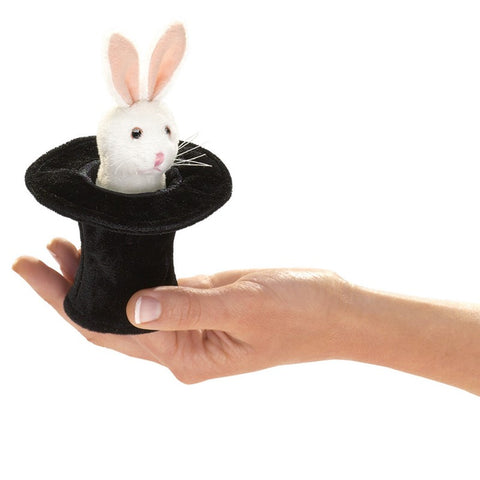 Folkmanis: Mini Rabbit in Hat Finger Puppet - Ages 3+
