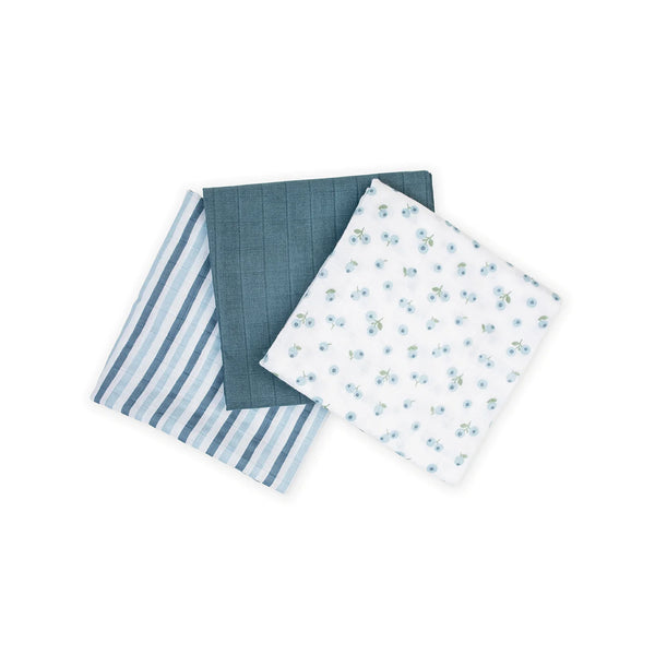 Lulujo: Cotton Receiving Blankets 3-Pack: Blueberries - Ages 0+