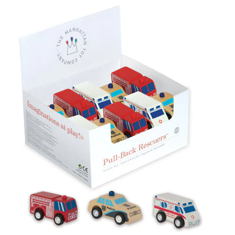 Pull-back Rescuers Wooden Vehicles - Ages 12mths+