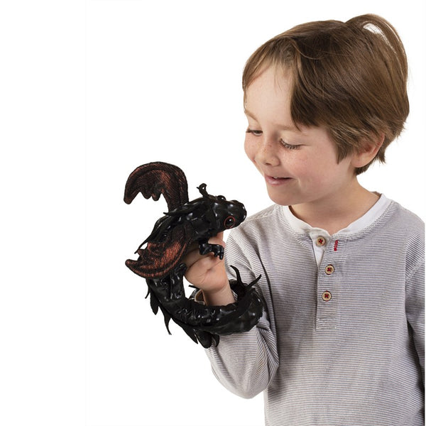 Folkmanis: Midnight Dragon Wristlet Puppet - Ages 3+