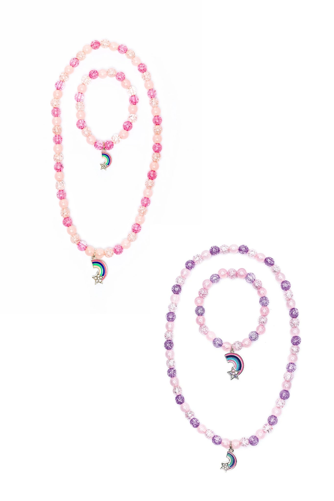 GP: Purple or Pink Rainbow Necklace & Bracelet Set - Ages 3+