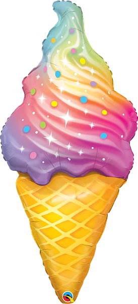 Rainbow Swirl Ice Cream Balloon 45"