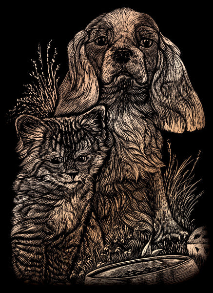 Mini Engraving Art: Copper Kitten & Puppy - Ages 8+