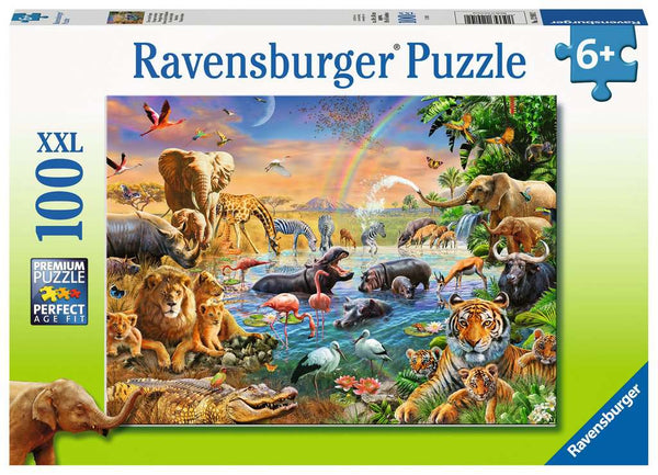 100 Piece Puzzle: Savannah Jungle Waterhole - Ages 6+