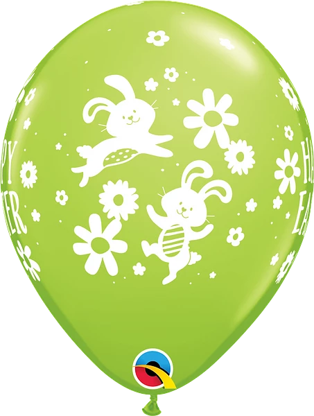 Easter Bunnies and Daisies Latex Balloon 11"