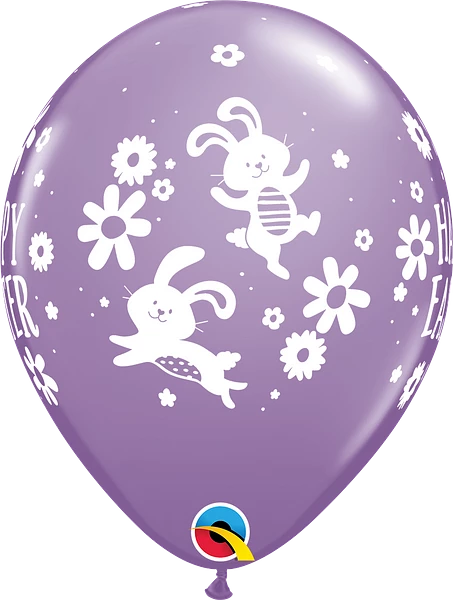 Easter Bunnies and Daisies Latex Balloon 11"