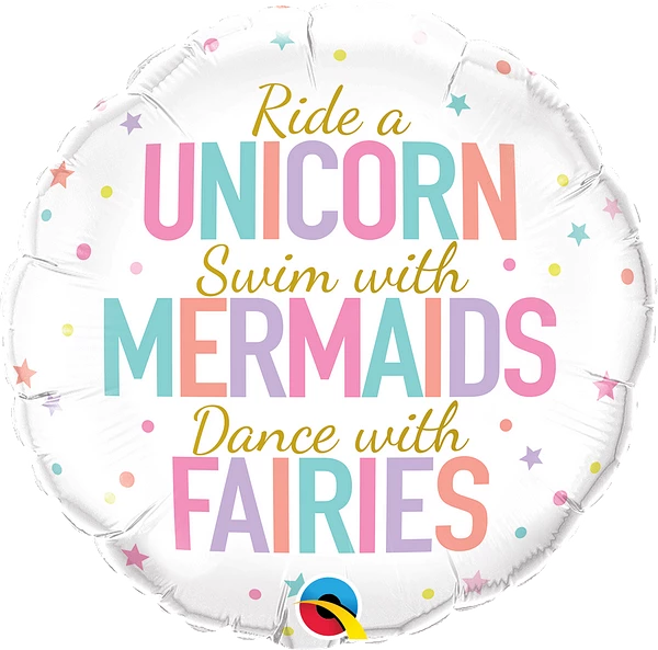 Unicorn Mermaids Fairies Balloon 18"