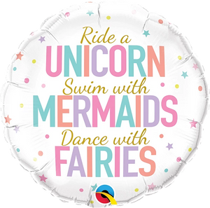 Unicorn Mermaids Fairies Balloon 18"